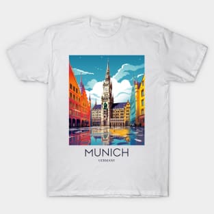 A Pop Art Travel Print of Munich - Germany T-Shirt